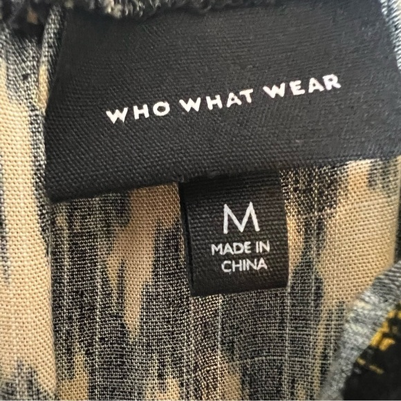 Who What Wear Textured Animal Print Ruffle Dress M 8 10 Black Gold Midi Vacation - Picture 11 of 16